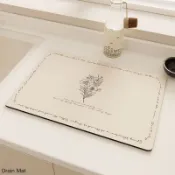 【F.B家居】 輕奢復古廚房瀝水墊硅藻吸水速乾置物墊碗盤隔熱防滑餐墊