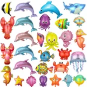 ★鋁箔氣球★海豚鋁膜氣球 海洋世界海底世界 海洋動物 園遊會 派對 氣球布置 周年慶 海星 龍蝦 章魚 鯊魚
