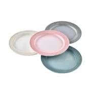 (店+)【Le Creuset】悠然恬靜系列沙拉盤組22cm4入蛋白霜/貝殼粉/海洋之花/迷霧灰餐盤造型盤圓盤 入厝禮