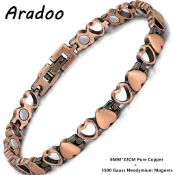 ARADOO 女士高級銅手鍊配 3500 高斯釹磁鐵愛心設計腕帶珠寶禮品