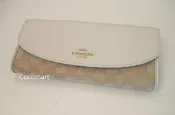 缺貨 Coach 53538 長夾/手拿包】白/卡其織布 馬車金屬logo~附美購證、紙盒~現貨在台