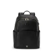 【TUMI】Voyageur Raina 都會時尚皮革後背包 - 黑淡金 (TUMI 官方旗艦店)