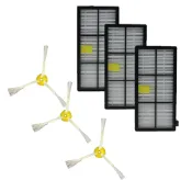 玉山最低比價網 [3玉山網] 副廠濾網+邊刷各3入適 iRobot Roomba 800 900 掃地機器人 980 960 870 880 860