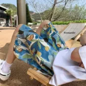 衝浪短褲 海灘褲 沙灘褲 渡假褲 游泳褲 速乾 運動休閒短褲 沙灘褲寬鬆男大花褲沙灘褲男女情侶褲大碼寬鬆休閒海邊度假百搭
