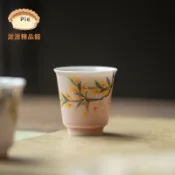 手工陶瓷直筒聞香杯🌼純手繪桂花主人杯｜聚香設計功夫茶品茗杯✨家用喝茶專用茶盞｜中式茶道美學高顏值單杯 細膩耐看款