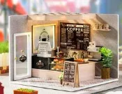 大旺小舖:台北現貨DIY小屋悠然咖啡店 我的小場景系列 袖珍屋娃娃屋材料包 生日結婚母親節情人節聖誕交換禮物 實體店面