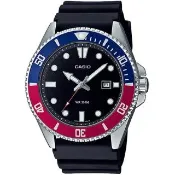【CASIO 卡西歐】黑水鬼防水200米潛水錶 正原廠公司貨(MDV-107-1A3-黑X可樂圈)