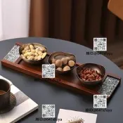 異麗輕奢304部鏽鋼柚木乾果盤加勇茶几加勇令時碗創義堅裹盤託盤