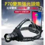 (店+)P70變焦強光頭燈｜【黑馬燈城】｜USB充電/釣魚/狩獵/夜間跑步/露營/騎自行車/爬山/LED【A1253】