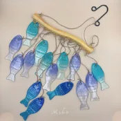 清涼海藍玻璃魚風鈴 可愛 夏天 海灘  風鈴  陽光 捕夢網 窗戶 吊墜 房間裝飾 居家裝飾 生日 聖誕節 禮物