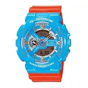 【馳行潮品館】G-SHOCK CASIO 卡西歐陽光男必備亮色系淺藍橘混搭運動電子腕錶 型號：GA-110NC-2A