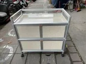 台中大慶二手家具 新品四門米白鋁架收納櫃(大慶二手)(台灣製造)茶水架 廚房收納櫃 碗盤櫃 醬料櫃 多功能櫃 活動推車