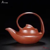 【A+嚴選】宜興原礦紫砂壺汪寅仙純手工朱泥曲壺真品大容量家用茶壺茶具高檔