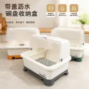 💖【台灣-出貨】💖家用帶蓋廚房碗筷收納盒 多功能瀝水碗櫃 防塵蟲收納碗碟 防蟲爬兒童碗櫃OPE8