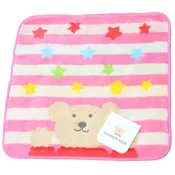 RAINBOW BEAR 日本製可愛小熊LOGO小方巾(橫條星星熊/粉紅)