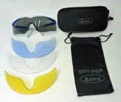 APEX 603 運動眼鏡 防風眼鏡 太陽眼鏡 護目鏡(近視可用)(防彈級強化PC片)附4色鏡片贈收納腰包(框有3種色)