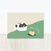 森蕗插畫 完美小蛋糕款 可愛貓咪生日卡片 雙面明信片 生日快樂