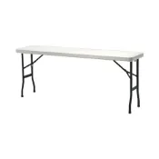 (店+)台灣製造 多用途塑鋼折合桌 白色 183x45 cm(戶外休閒桌 露營桌 會議桌 摺疊桌 萬用工作桌)