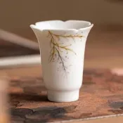 臺灣現貨手繪紫藤花聞香杯家用陶瓷主人杯中式品茗杯單杯