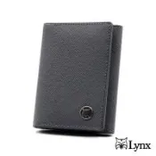 【Lynx】俐落簡約男用名片夾零錢袋進口細格紋皮