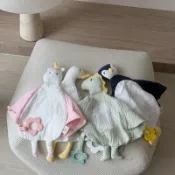 \現貨/雙層紗布動物安撫巾 陪睡口水巾 莫蘭迪配色 鈴鐺安撫巾