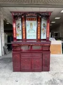 香榭二手家具*紅木色半實木5尺2 上下座神櫥-祖先桌-上蓋神桌-神明桌-佛桌-拜拜桌-供桌-公媽桌-中古神桌-實木佛櫥