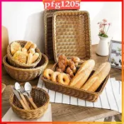 Woven Basket Bread Tray Serving For Food Fruit Cosmetic Stor