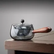 【茶藝收藏臻選】玻璃逍遙泡茶器側把帶蓋家用旋轉小青柑專用煮茶壺日式功夫茶具功夫茶具 中式茶具 日式茶具 茶藝用具