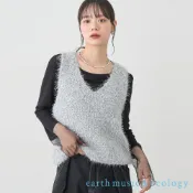 earth music&ecology 絨球紗質感V領針織背心(01000588100)