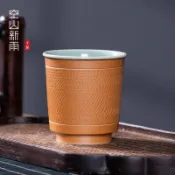 喜挖2店 空山新雨 龍泉青瓷手工跳刀雙釉結合主人杯 陶瓷功夫茶品茗聞香杯