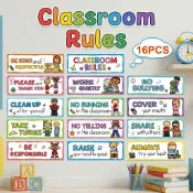 課堂規則Classroom Rules幼兒早教海報  兒童日常生活良好習慣養成教學用具