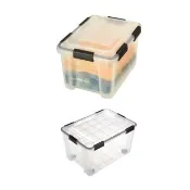 【真心良品】漢克可疊式防潮附輪收納箱_35L+55L-2入(MIT台灣製 四面環扣密封式 整理/置物箱)