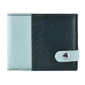 【Paul Smith】PAUL SMITH LOGO釦式6卡跳色牛皮短夾(湖水藍綠x深綠x寶藍)
