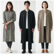 無印良品 MUJI  (男女適用)有機棉法蘭絨 立領長版襯衫 純棉100% 原價999元