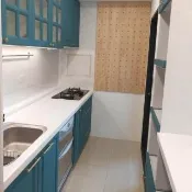 【MIDUOLI 米多里】(工廠直發/實體店面)蔚藍海岸系列-鄉村風(一字型廚具含系統櫃三機設備/冰箱側板電器櫃)
