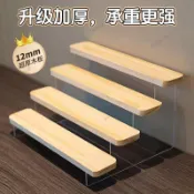 台灣發貨+統編❤公仔展示櫃壓克力架亞克力階梯展示架加厚原木面板手辦玩具化妝品承重強多肉展臺樓梯架泡泡瑪特收納三層架階梯架