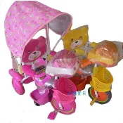 @企鵝寶貝@可推可控方向加蓬遮陽熊熊三輪車 後控幼兒三輪車 加棚遮陽兒童三輪車 加篷遮陽音樂三輪車 台灣製