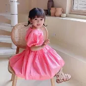 【橘魔法】飄飄裙擺襯衫棉短袖洋裝 女童 兒童 童裝 連身裙 連衣裙 短袖洋裝