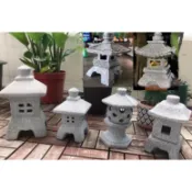 全新現貨 日式 庭園 庭院 太陽能蠟燭花園陽台燭台園藝植物裝飾盆栽中國風擺件 青石燈 陶土 石燈籠 小燈 日本 石燈