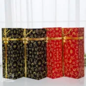 ┲✼【可客製化】【紅酒袋】蝴蝶結藤條紙袋 單只裝葡萄酒包裝袋 婚慶回禮袋 紅酒禮品袋手提袋