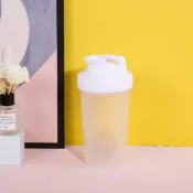 (店+)寬口便利搖飲杯 帶刻度/附攪拌球(白色/400ml) 健身運動水杯 攪拌奶昔杯 搖搖杯