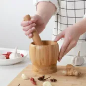 林之舍家居 研磨器 搗蒜罐蒜泥器壓蒜器手動家用楠竹搗碎器搗姜搗藥盅研磨蒜舀子對窩 免運 開發票