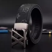 LV smjgxb專櫃男士皮帶真皮自動扣商務褲腰帶輕奢百搭V字母褲帶子