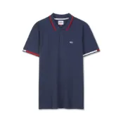  (店+)【TOMMY HILFIGER】Tommy Hilfiger 純棉美式休閒通勤拼色袖口鑲邊翻領合身短袖T恤Polo衫 男款