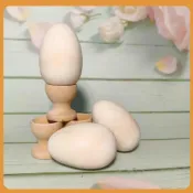 (店+)彩繪白胚 木雞蛋 3入｜親子手作、畫畫素材、木頭蛋、實木蛋、原木擺件、親子勞作、DIY手作、美術工藝材料