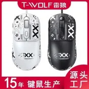 【公司現貨】T-WOLF雷狼G580有線鼠標辦公商務遊戲狗屁王個性貼紙防滑貼鼠標