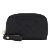 【DOKODEMO】二手 Gucci GG Micro 零錢包，圓形拉鍊，奧特萊斯商品編號 449896，黑色閃光皮革材質，帶拉鍊。男女通用