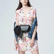 【iROO】陽光夏日V領彩色流行雪紡短洋裝