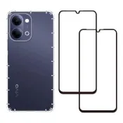 【RedMoon】vivo Y05/Y21 5G/Y04 4G/Y29s 5G/Y76 5G/Y16 4G 手機殼貼3件組 空壓殼-9H玻璃保貼2入