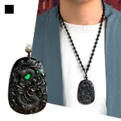 【MoonDy】龍牌項鍊 墨翠龍牌掛件 天然材質 飾品 生肖龍吊墜 龍年吊墜項鍊 水晶掛件 送長輩 禮物